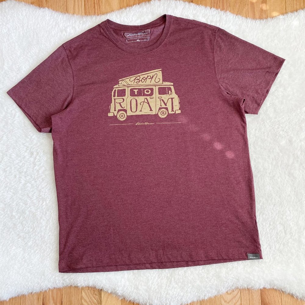 Eddie Bauer, NWOT,Men's Short Sleeve Graphic T-Shirt, Burgundy, Size L / 2XL